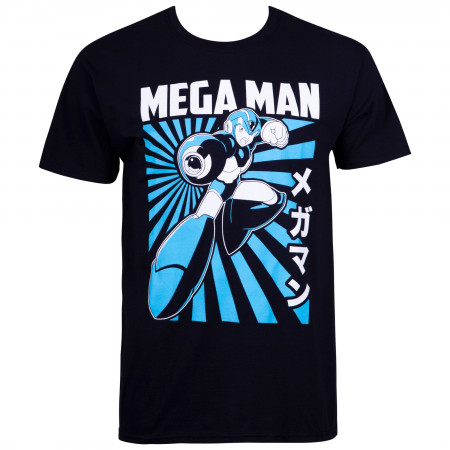 Mega Man Black Kanji Portrait Men's T-Shirt
