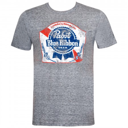 Pabst Blue Ribbon Classic Logo Grey Tee Shirt