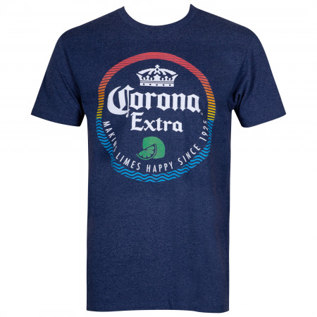 Corona Extra Beer Making Limes Happy Men's Blue T-Shirt