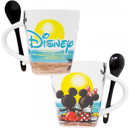 Mickey Mouse Sunset Disney Mug With Spoon