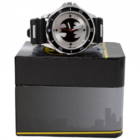 Batman Black and White Symbol Watch with Rubber Wristband