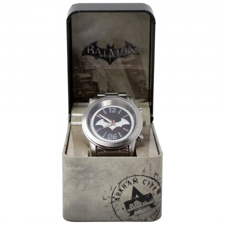 Batman Arkham Symbol Silver Metal Watch