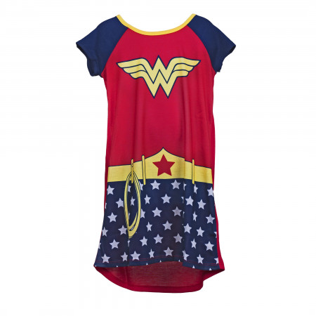Wonder Woman Costume Girls Youth Nightgown with Cape