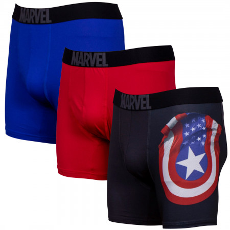 Captain America Performance Mesh Underwear Boxer Briefs 3-Pair Pack