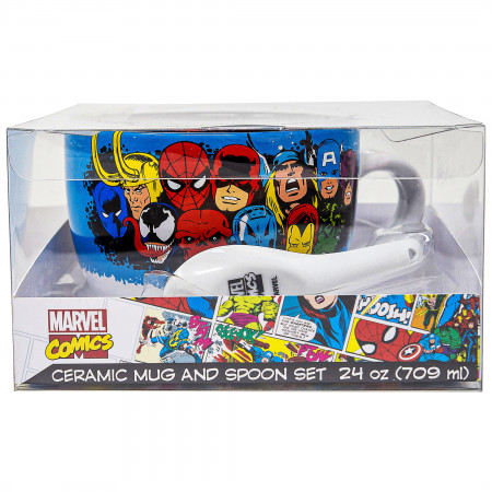 Marvel Retro Character Heads 24 oz Soup Mug with Spoon