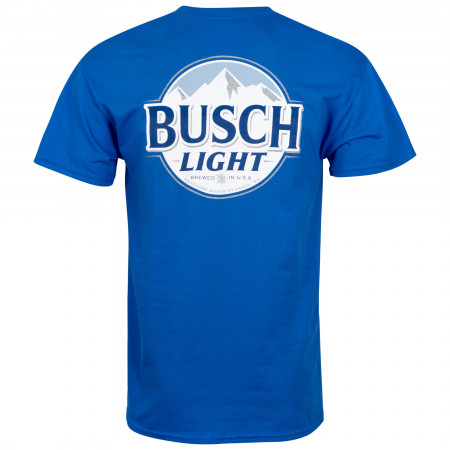 Busch Light Front And Back Print Blue Pocket Tee Shirt