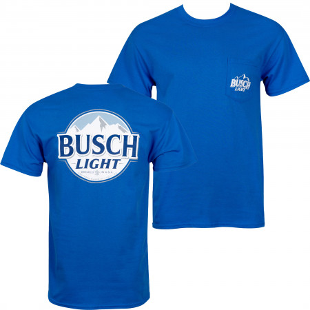 Busch Light Blue Front And Back Print Pocket T-Shirt