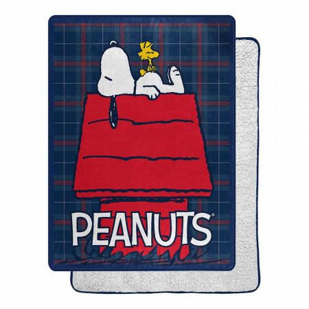 Peanuts Snoopy & Woodstock Cozy Plaid 60"x80" Silk Touch Throw Blanket