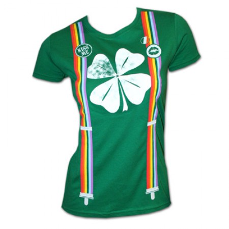 Shamrock Suspenders St. Patrick's Green Juniors Graphic TShirt