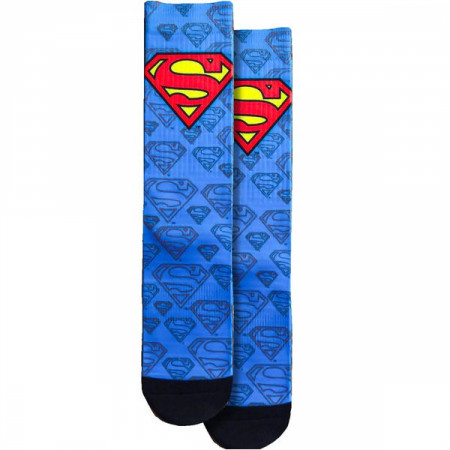 Superman Logo and Symbols All Over Crew Socks