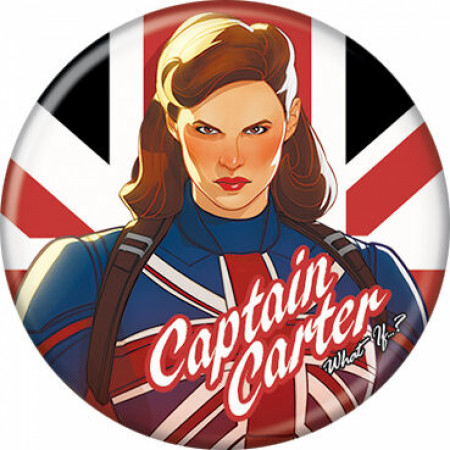 Marvel Studios What If...? Series Captain Carter & Text Logo Button