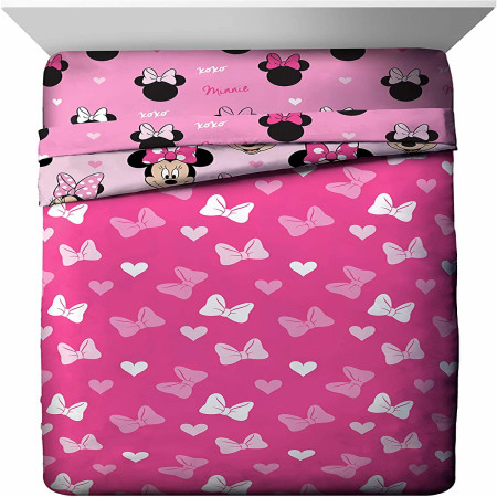 Disney Minnie Mouse Character All Over Reversible 4-Piece Twin Bed Set