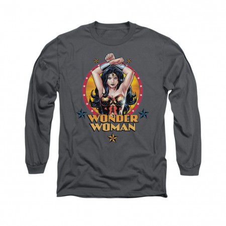 Wonder Woman Powerful Gray Long Sleeve T-Shirt