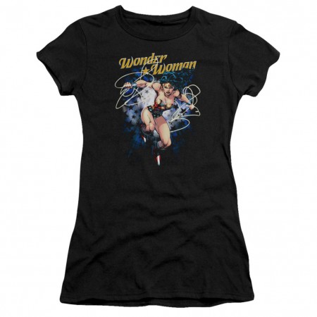 Wonder Woman Starburst Women's Black Tshirt
