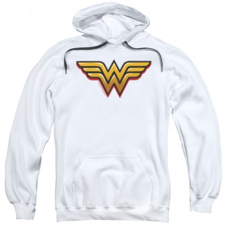 Wonder Woman Airbrushed Logo White Hoodie