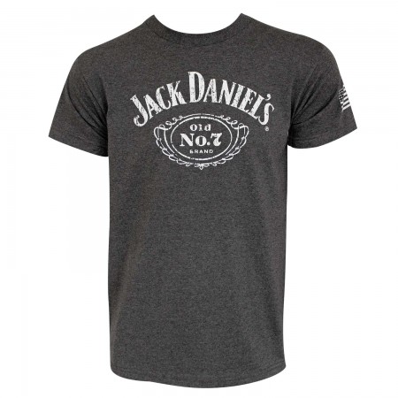 Jack Daniels Men's Heather Grey Cartouche T-Shirt