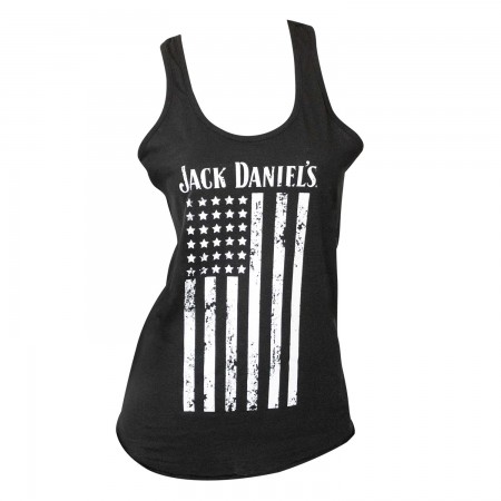 Jack Daniels Women's Black American Flag Tank Top