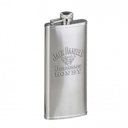 Jack Daniels Etched Tennessee Honey Silver Flask