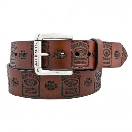 Jack Daniels Stamped Genuine Leather Brown Belt