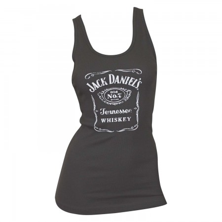 Jack Daniels Grey Bottle Label Ladies Tank Top