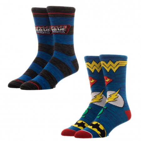 Justice League 2-Pack Blue Mens Crew Socks