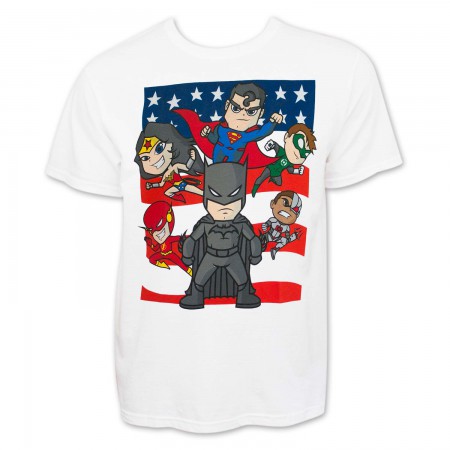 Justice League Men's White Cartoon T-Shirt