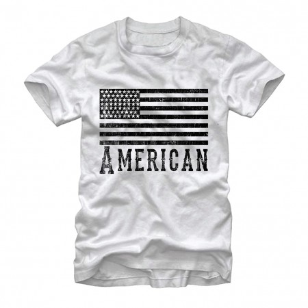 American Flag Monochrome Patriotic USA White T-Shirt