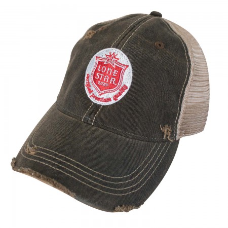 Lone Star Patch Distressed Retro Brand Men's Brown Trucker Hat
