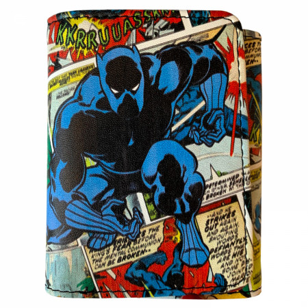 Black Panther On The Hunt Comic Cover Collage Trifold Wallet