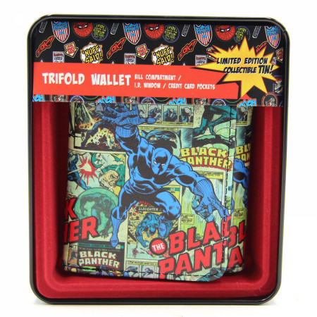 Black Panther Pounce Comic Covers Trifold Wallet in Collectors Tin