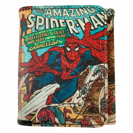 Spider-Man Comic Cover Gift Set of Trifold Wallet and Carabiner FOB