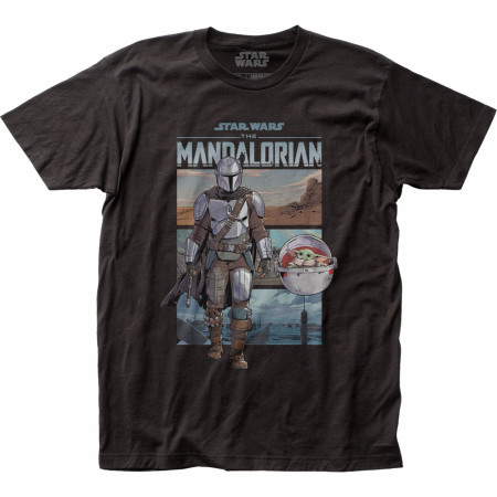 The Mandalorian Mando and Grogu Traveling T-Shirt