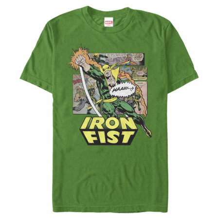 Iron Fist Vintage Comic on Green T-Shirt