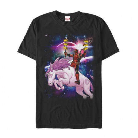 Deadpool Unicorn Tacos Men's Black T-Shirt