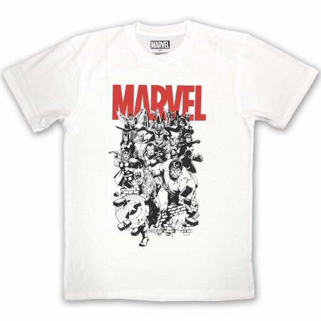 Avengers Black and White Ensamble T-Shirt