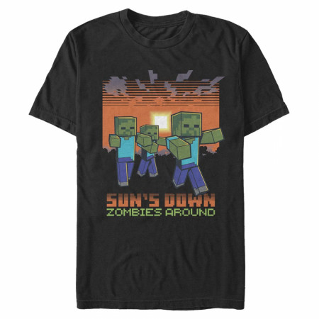 Minecraft Sun's Down Zombies Around Men's T-Shirt