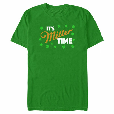 It's Miller Time St. Patrick's Day Clover Border T-Shirt