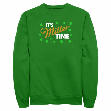 It's Miller Time St. Patrick's Day Clover Border Fleece Sweatshirt