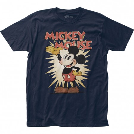 Mickey Mouse Men's Navy Blue Vintage T-Shirt