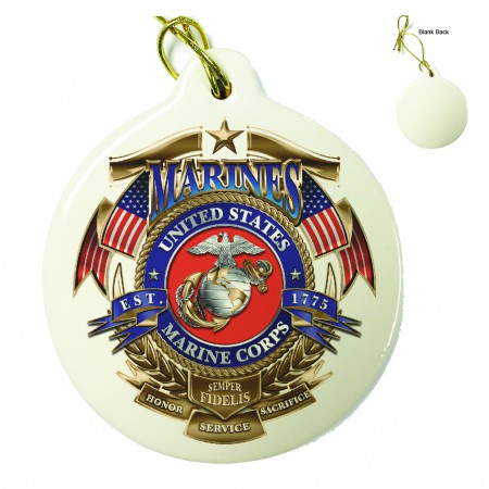 Marines USMC Badge Of Honor Porcelain Ornament