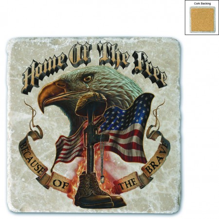 USA Patriotic Home Of The Free Because Of The Brave Stone Coaster