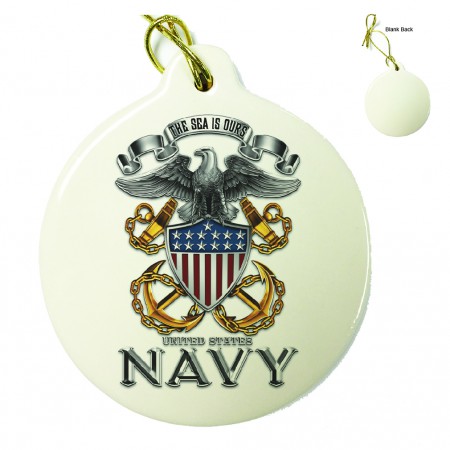 US Navy Full Print Eagle Porcelain Ornament
