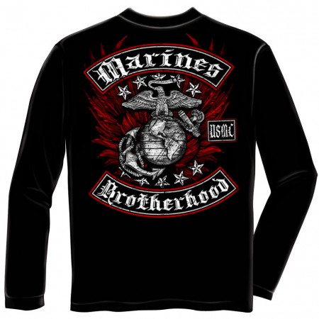 USMC Marines Brothershood Black Long Sleeve T-Shirt