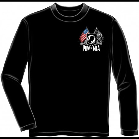 POW MIA Flags Black Long Sleeve T-Shirt