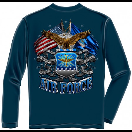 US Air Force Flags Blue Long Sleeve T-Shirt