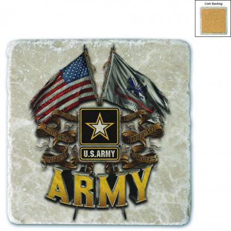 US Army Double Flag Stone Coaster
