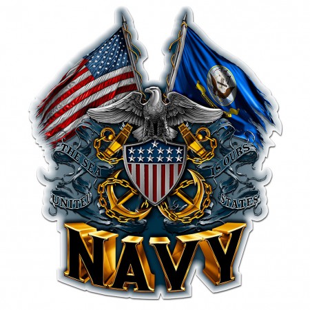 US Navy Double Flag Decal Sticker