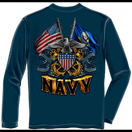 US Navy Flags Blue Long Sleeve T-Shirt