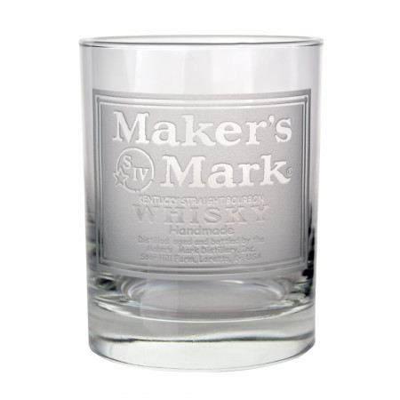 Maker's Mark Whisky Label Etched Rocks Glass