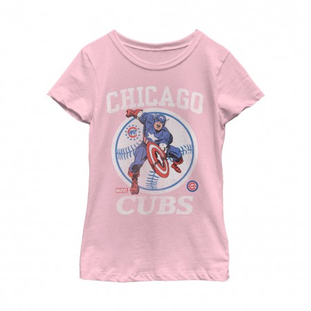 Captain America Chicago Cubs Women's Pink T-Shirt